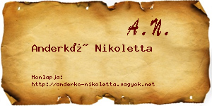 Anderkó Nikoletta névjegykártya